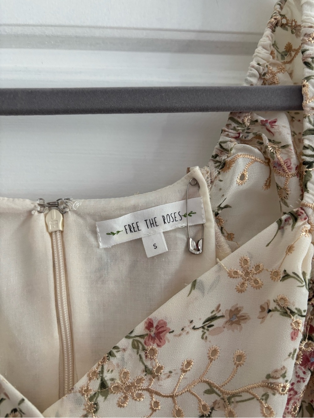 Free the Roses Cream Floral Ruched Mini Dress - Picture 2 of 3